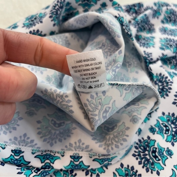 Cabana Life Napa Embroidered Tunic Dress Sz MD Blue 3/4 Sleeve Keyhole Neck UPF - Picture 8 of 12